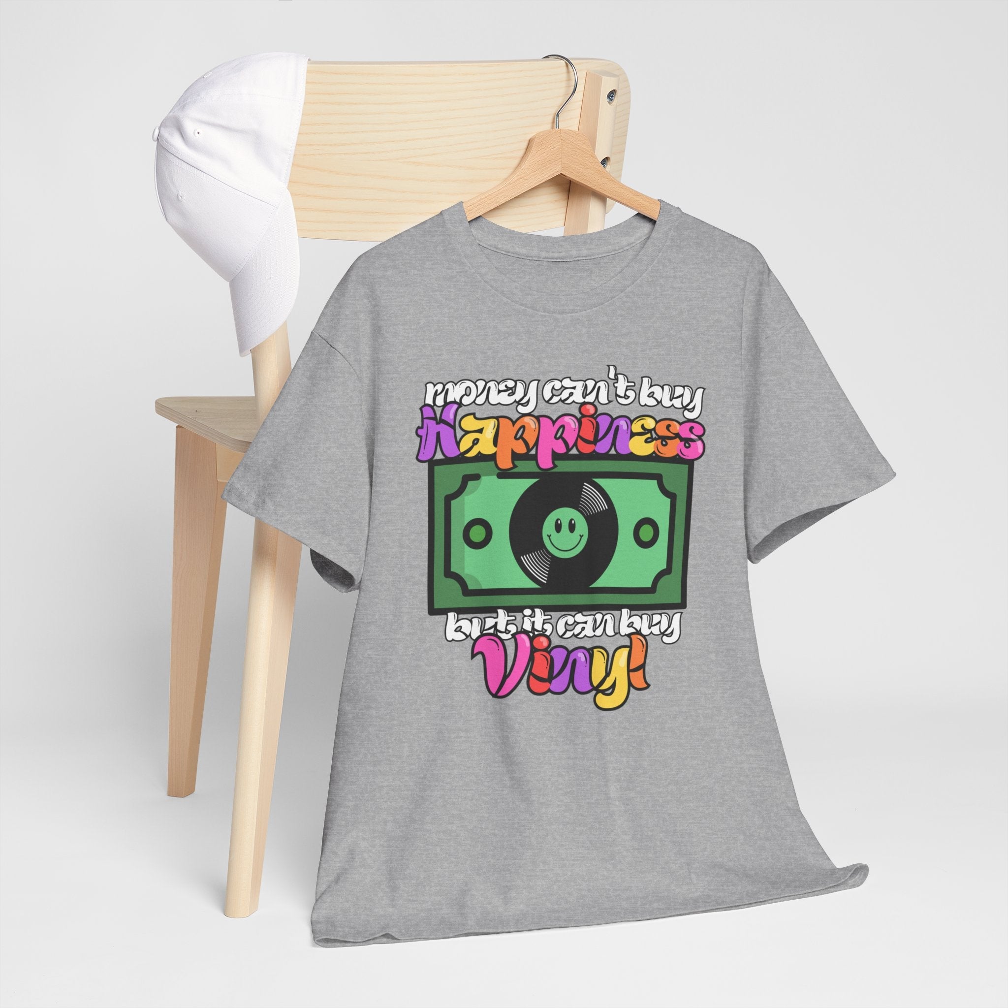 'Money can't buy happiness' Men's Vinyl T-Shirt