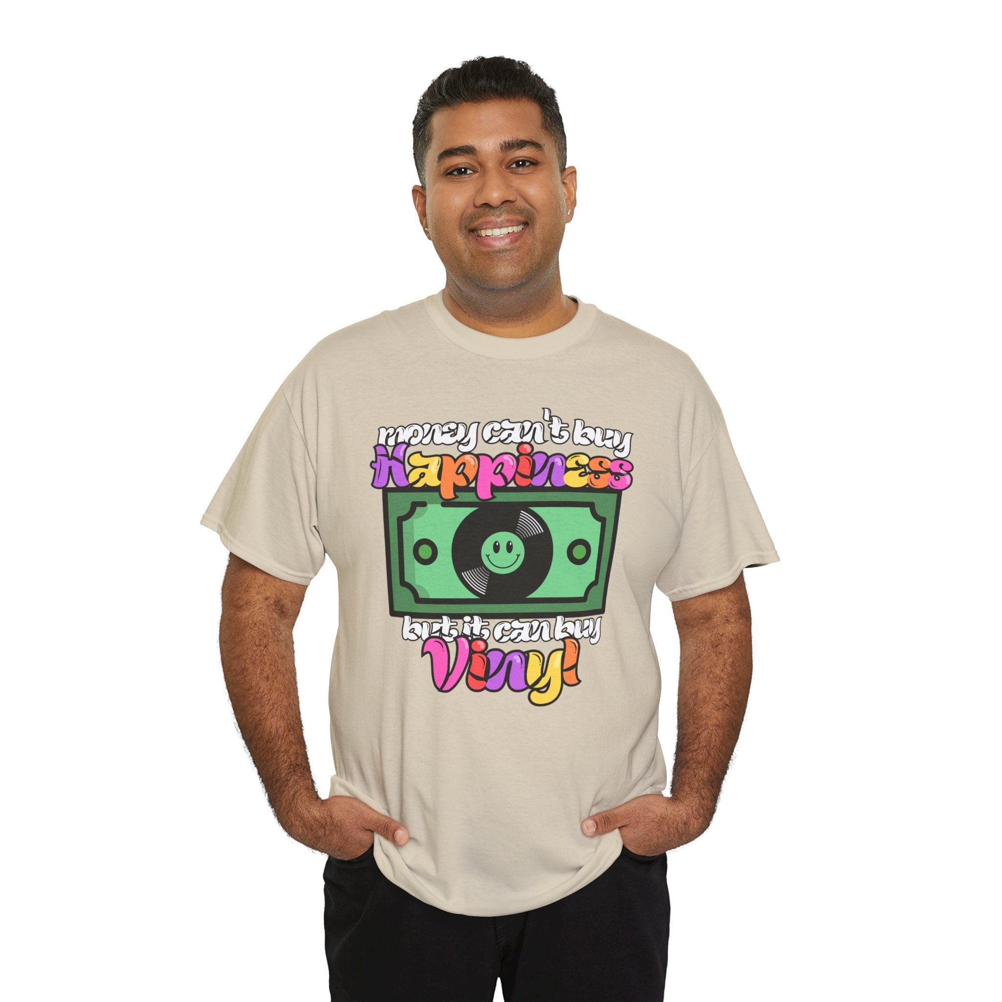 'Money can't buy happiness' Men's Vinyl T-Shirt