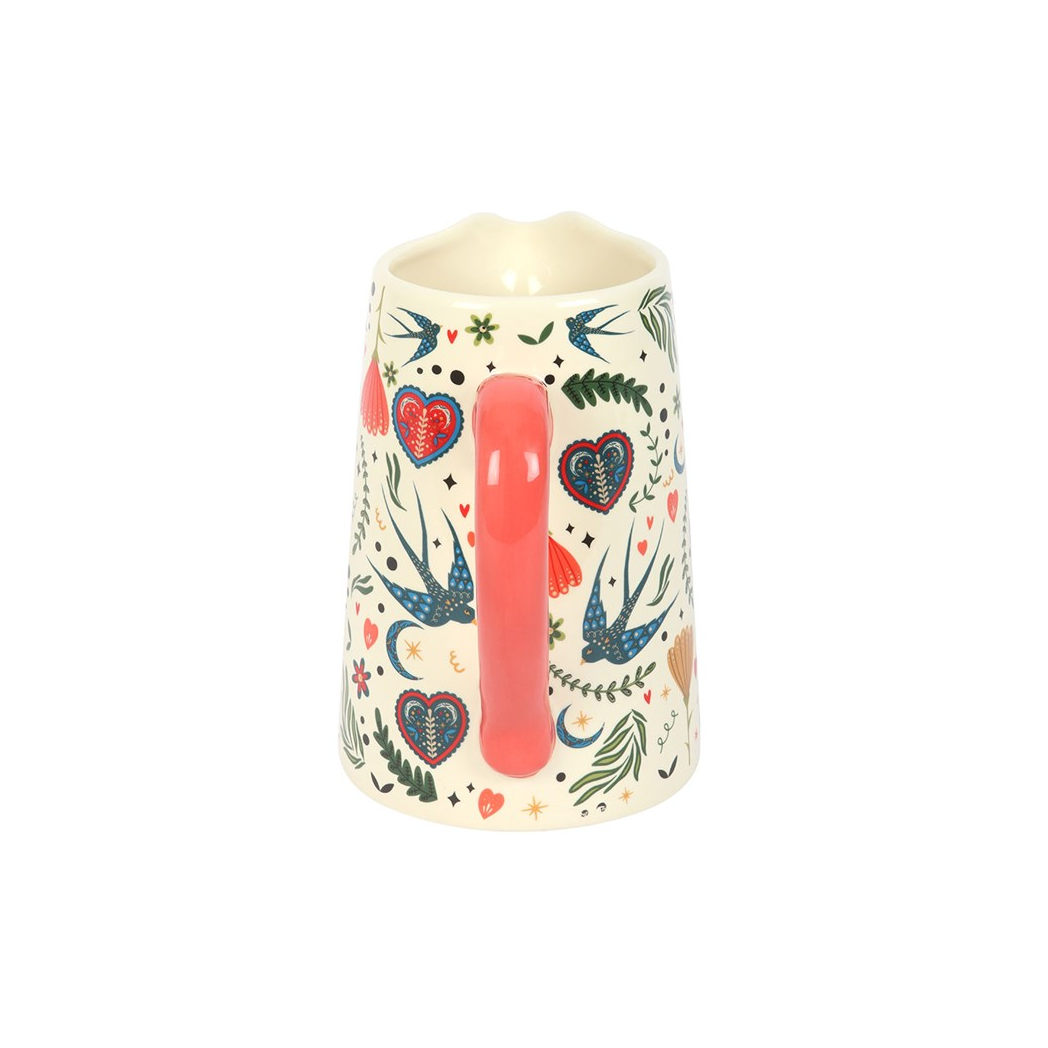 Cream Folk Print Ceramic Flower Jug | Vases | Inspired Creative Gifts