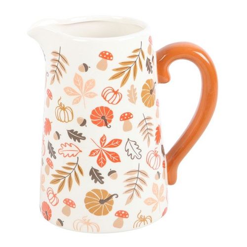 17cm Autumn Leaves and Pumpkins Ceramic Flower Jug | Inspired Creative Gifts | UK Supplier
