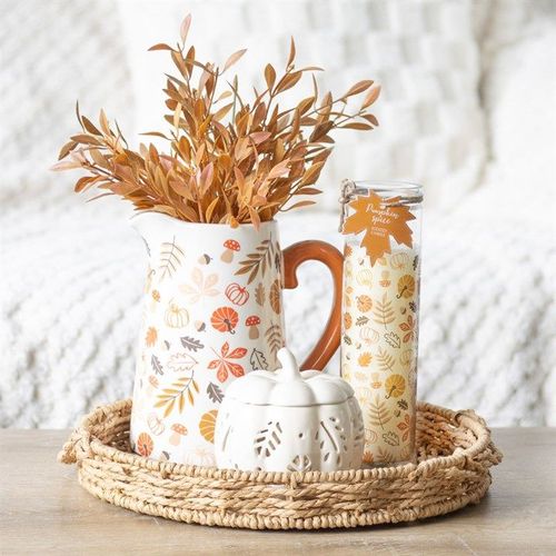 17cm Autumn Leaves and Pumpkins Ceramic Flower Jug | Inspired Creative Gifts | UK Supplier
