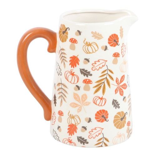 17cm Autumn Leaves and Pumpkins Ceramic Flower Jug | Inspired Creative Gifts | UK Supplier
