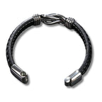 Men's Black Leather Infinity Bracelet