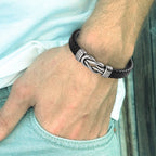 Men's Black Leather Infinity Bracelet