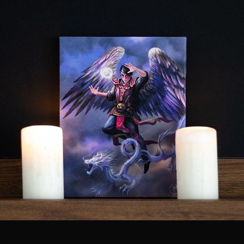 19x25cm Air Element Wizard Canvas Plaque by Anne Stokes | Inspired Creative Gifts | UK Supplier