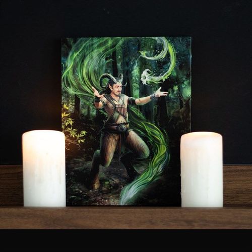 19x25cm Earth Element Wizard Canvas Plaque by Anne Stokes | Inspired Creative Gifts | UK Supplier