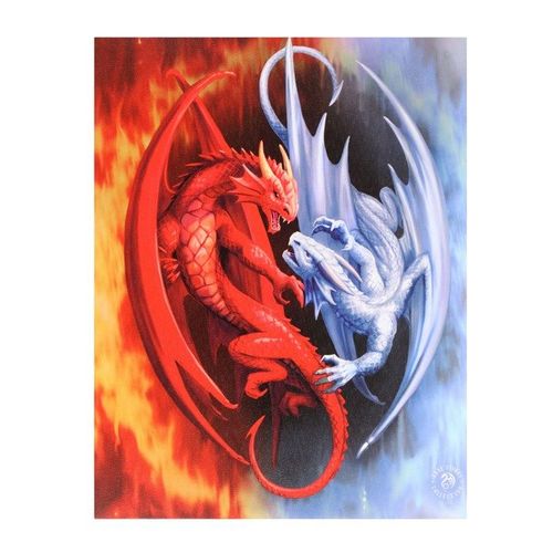 19x25cm Fire and Ice Canvas Plaque by Anne Stokes | Inspired Creative Gifts | UK Supplier