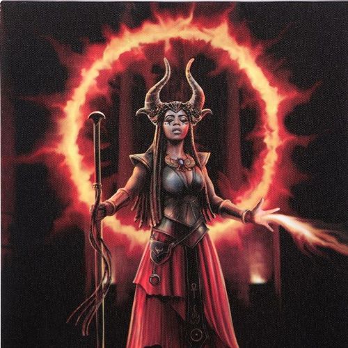 19x25cm Fire Element Sorceress Canvas Plaque by Anne Stokes | Inspired Creative Gifts | UK Supplier