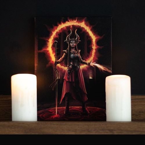 19x25cm Fire Element Sorceress Canvas Plaque by Anne Stokes | Inspired Creative Gifts | UK Supplier