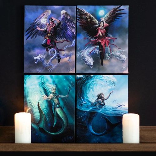 19x25cm Water Element Sorceress Canvas Plaque by Anne Stokes | Inspired Creative Gifts | UK Supplier