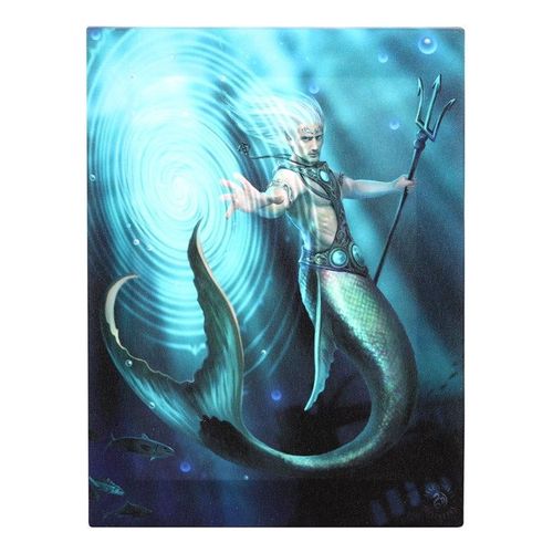 19x25cm Water Element Wizard Canvas Plaque by Anne Stokes | Inspired Creative Gifts | UK Supplier