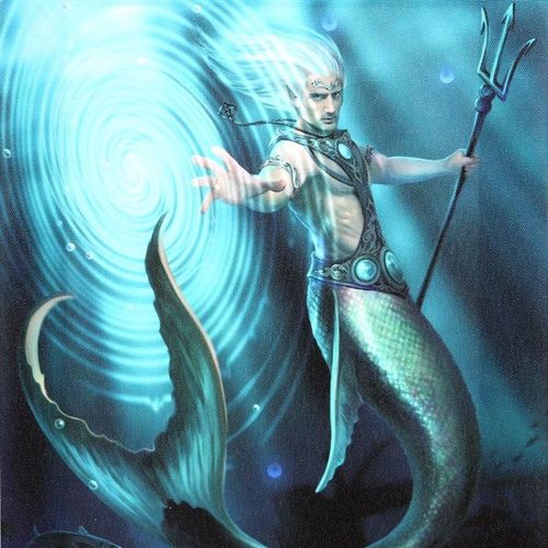 19x25cm Water Element Wizard Canvas Plaque by Anne Stokes | Inspired Creative Gifts | UK Supplier