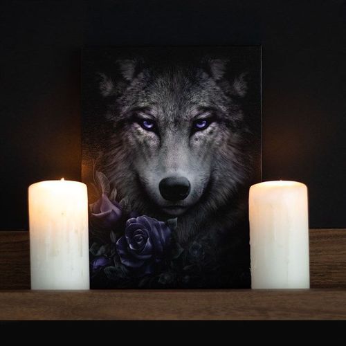 19x25cm Wolf Roses Canvas Plaque by Spiral Direct | Inspired Creative Gifts | UK Supplier