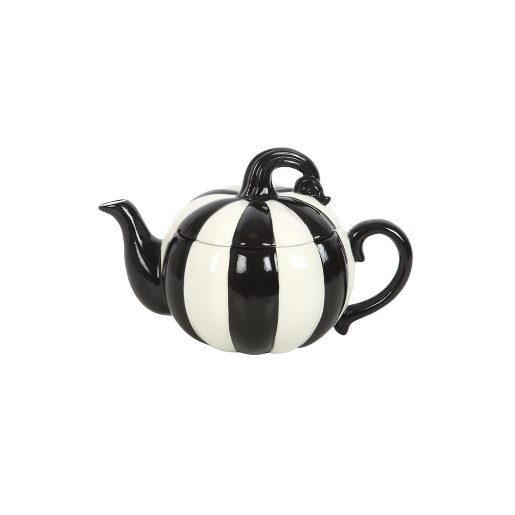 Black and White Striped Pumpkin Teapot | Tableware | Inspired Creative Gifts