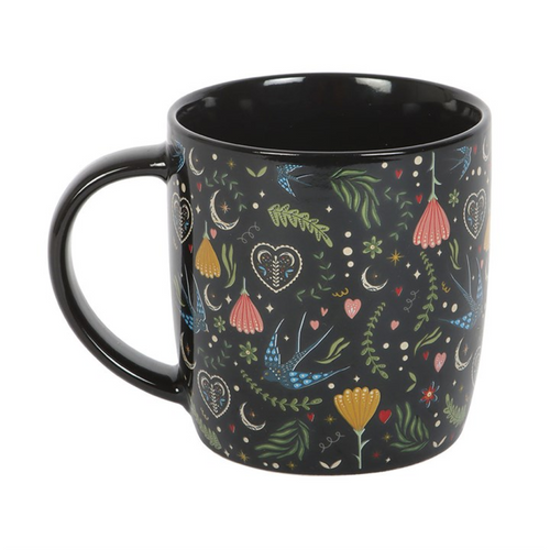 Black Midnight Bloom Print Mug | Mug | Inspired Creative Gifts