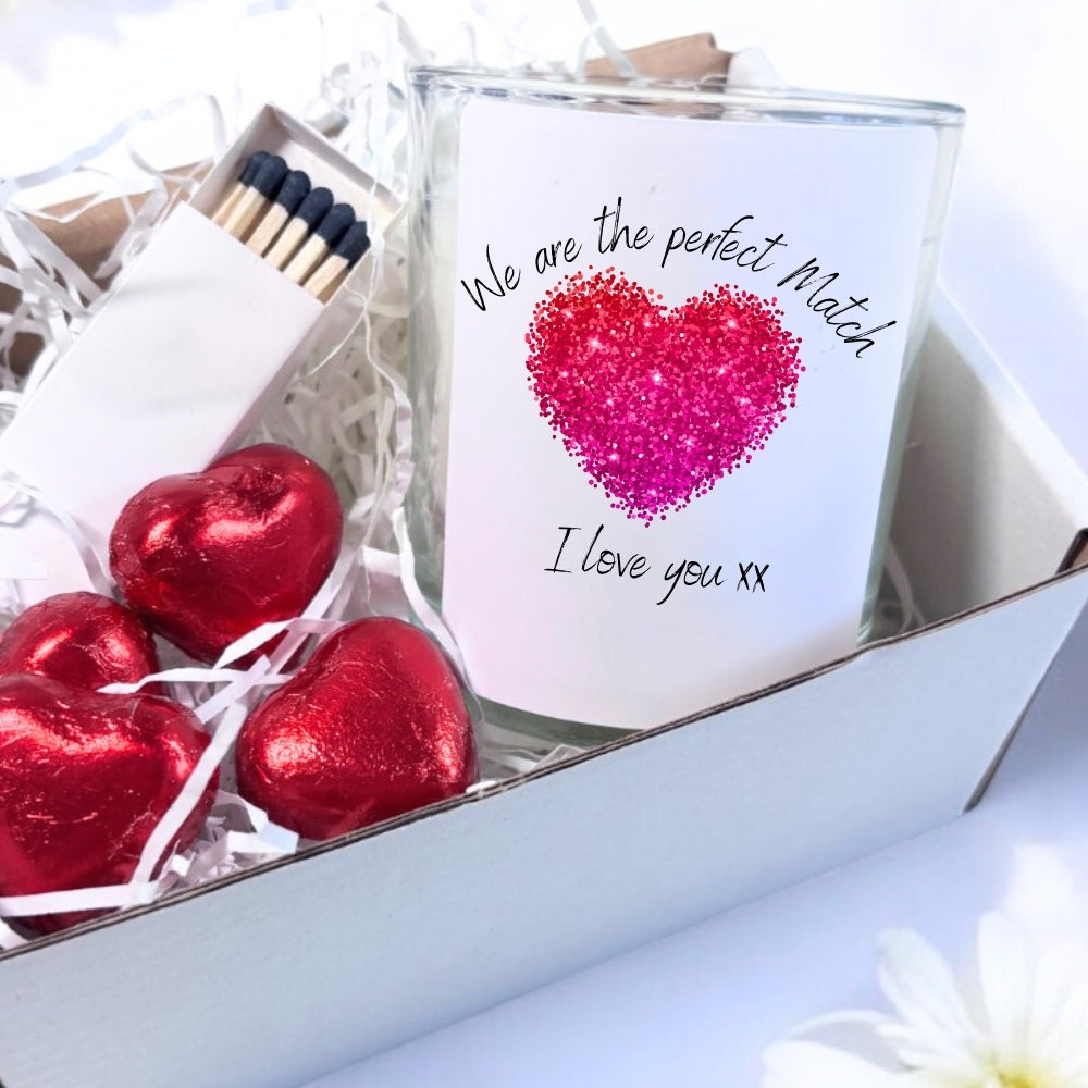 Personalised Sparkly Pink Heart Candle Gift Set