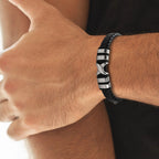 X Men's Black Leather Bracelet