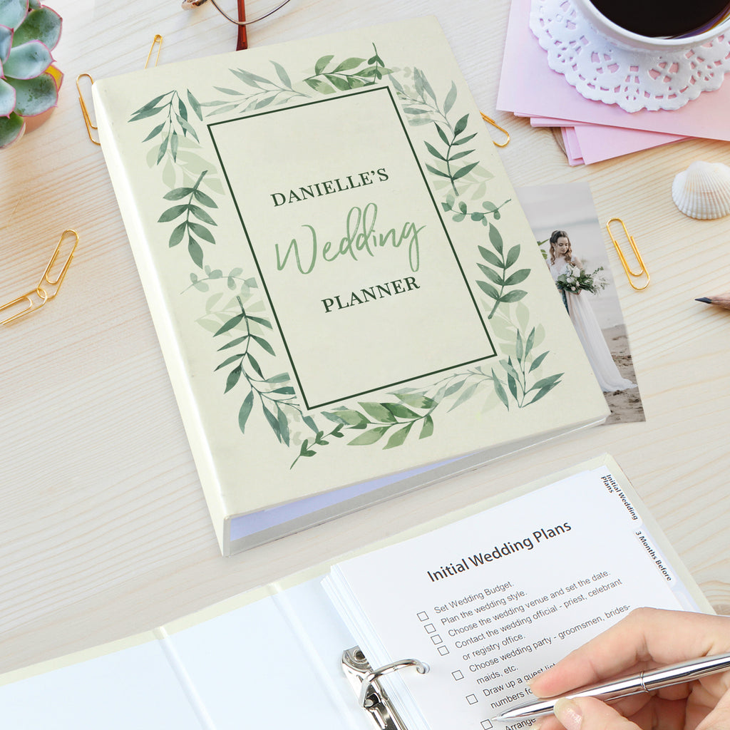 Personalised Botanical Border Wedding Planner for Wedding