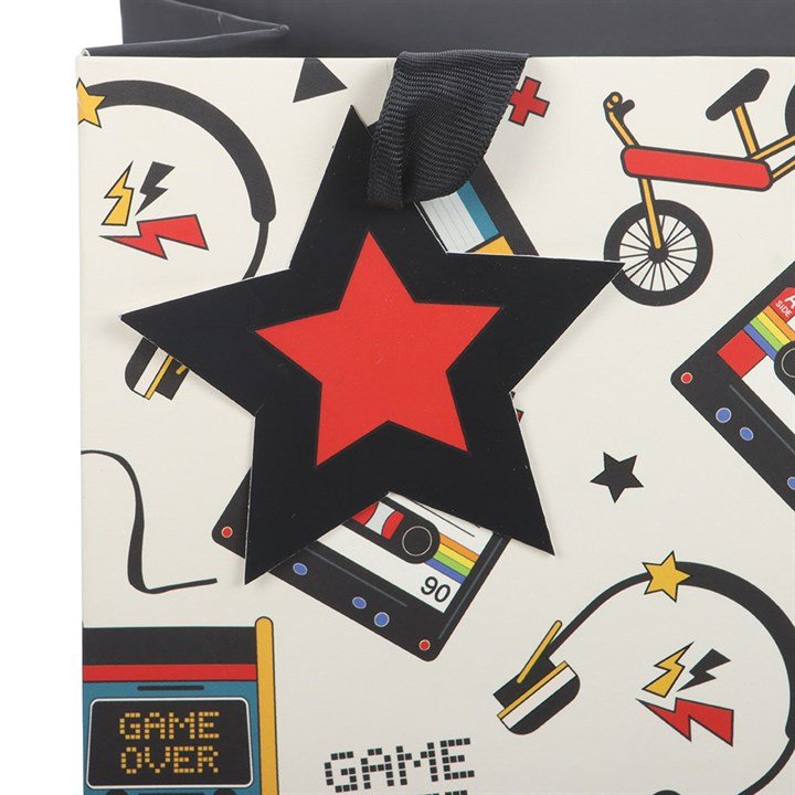 23cm Medium Retro 80s Print Gift Bag | Inspired Creative Gifts | UK Supplier