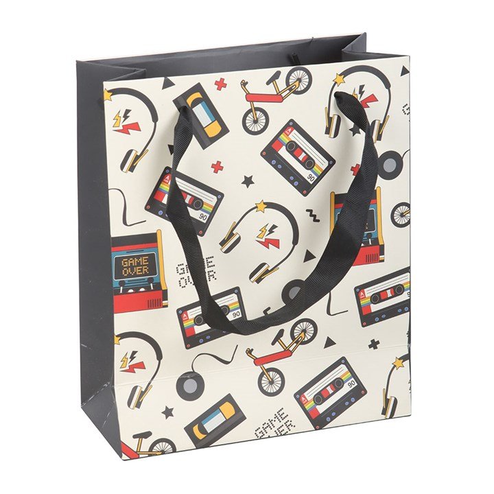23cm Medium Retro 80s Print Gift Bag | Inspired Creative Gifts | UK Supplier