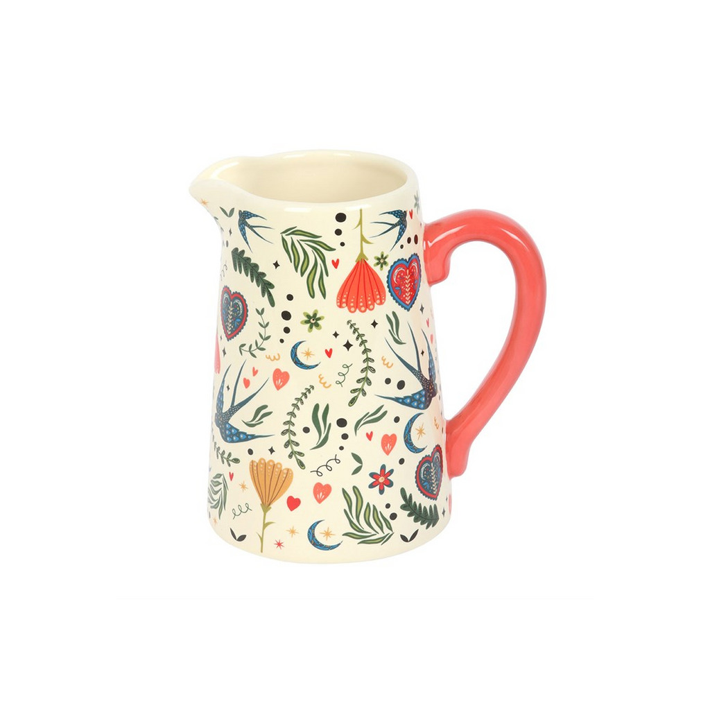 Cream Folk Print Ceramic Flower Jug | Vases | Inspired Creative Gifts