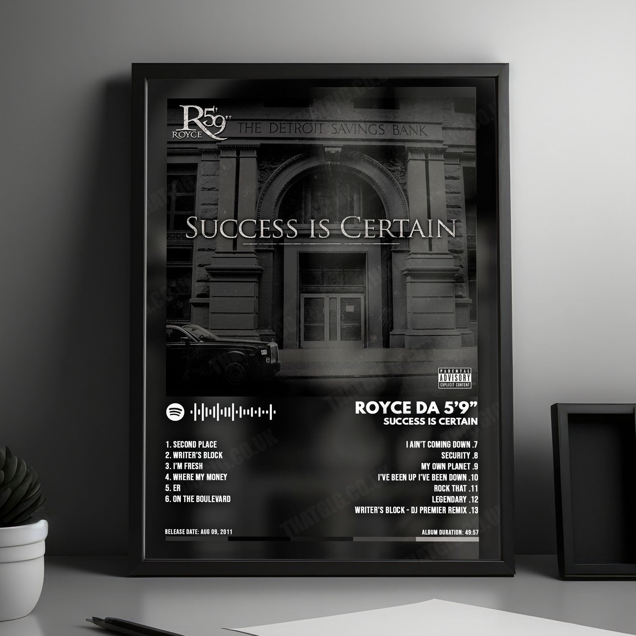 Royce da 5'9" "Success Is Certain" Album Cover Poster - with Complete Tracklist
