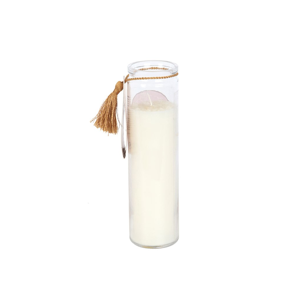 Athena Goddess Tube Candle with Clear Quartz Crystals | Candles