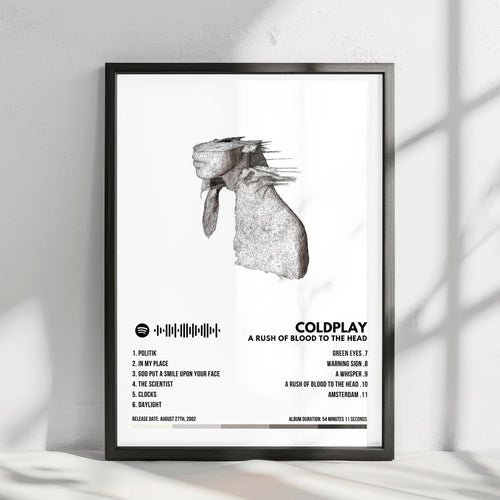 Coldplay "A Rush Of Blood To The Head" Album Cover Poster - with Complete Tracklist | Album Cover | Inspired Creative Gifts
