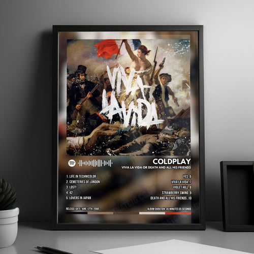 Coldplay "Viva La Vida Or Death And All His Friends" Album Cover Poster - with Complete Tracklist | Album Cover | Inspired Creative Gifts