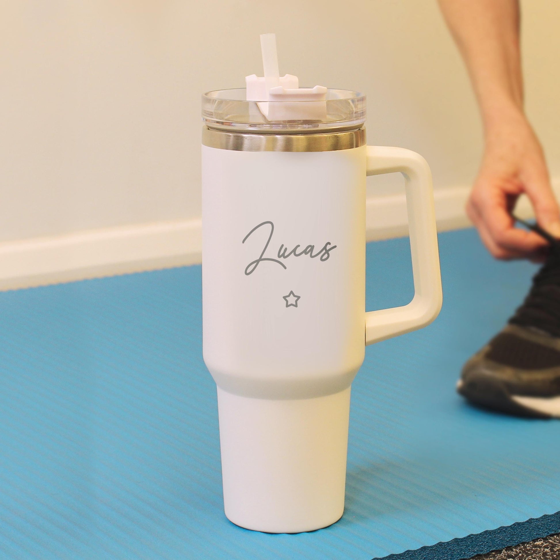 Personalised Star 40oz White Travel Cup | Great Birthday Gift | Coffee or Tea Travel Cup - Inspired Creative Gifts