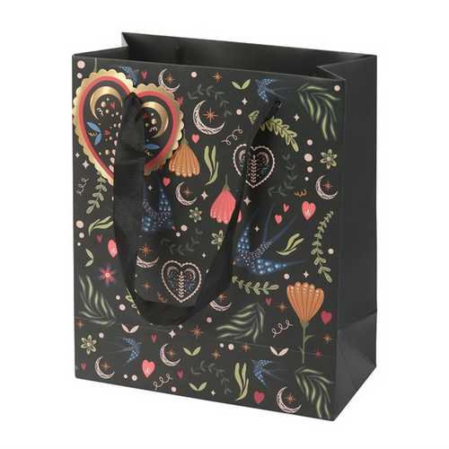 Medium Black Midnight Bloom Print Giftbag | Inspired Creative Gifts