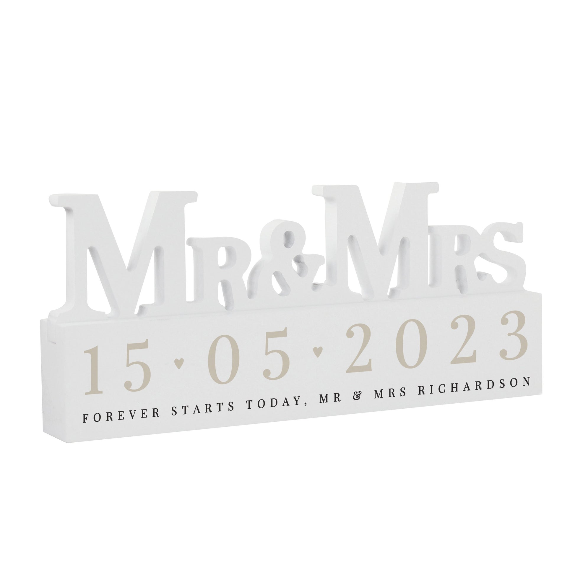 Personalised Big Date Wooden Mr & Mrs Ornament - Sign - Inspired Creative Gifts