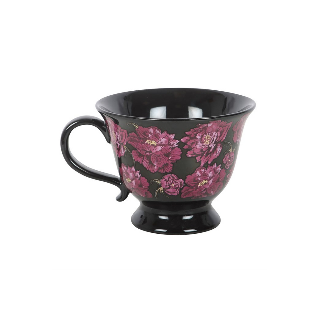 Dark Romance Floral Print Teacup | Tableware