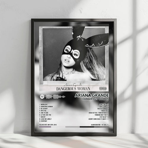 Ariana Grande "Dangerous Woman" Album Cover Poster - with Complete Tracklist | Album Cover | Inspired Creative Gifts