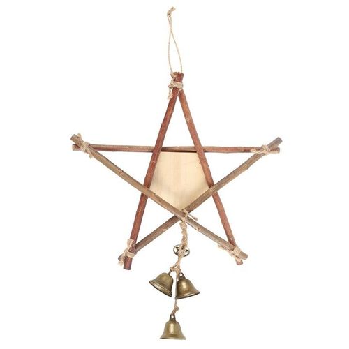 30cm Witches Welcome Willow Pentagram Sign with Bells | Inspired Creative Gifts | UK Supplier