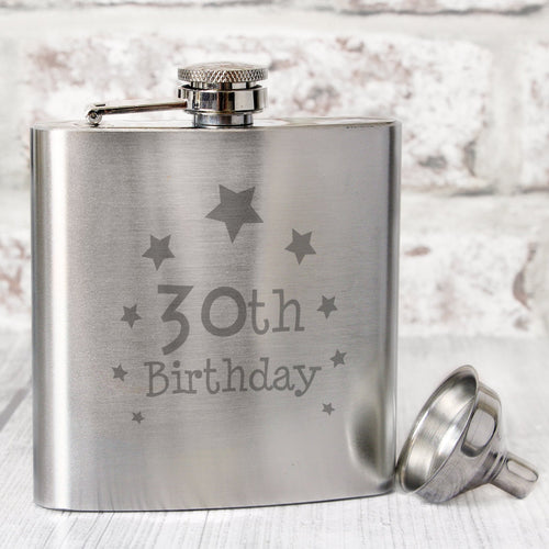 30th Birthday Hip Flask | Inspired Creative Gifts | UK Supplier