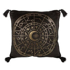 35cm Square Black Astrology Wheel Cushion | Inspired Creative Gifts | UK Supplier