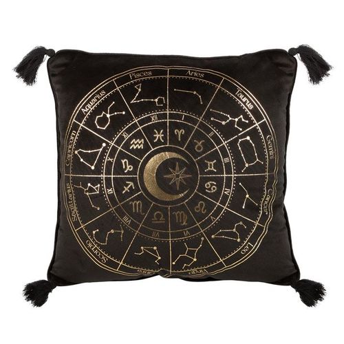 35cm Square Black Astrology Wheel Cushion | Inspired Creative Gifts | UK Supplier