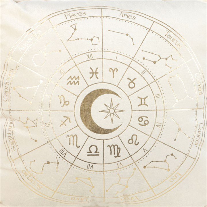 35cm Square Off White Astrology Wheel Cushion | Inspired Creative Gifts | UK Supplier