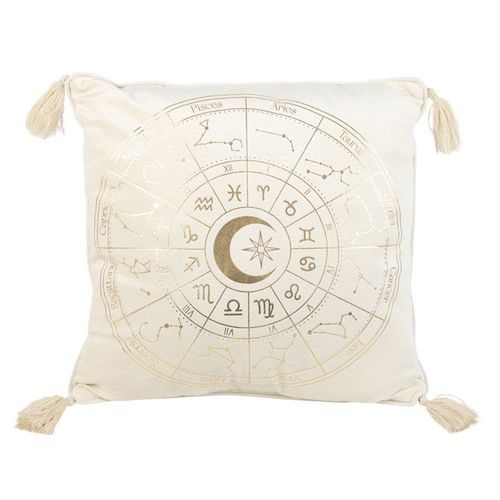35cm Square Off White Astrology Wheel Cushion | Inspired Creative Gifts | UK Supplier