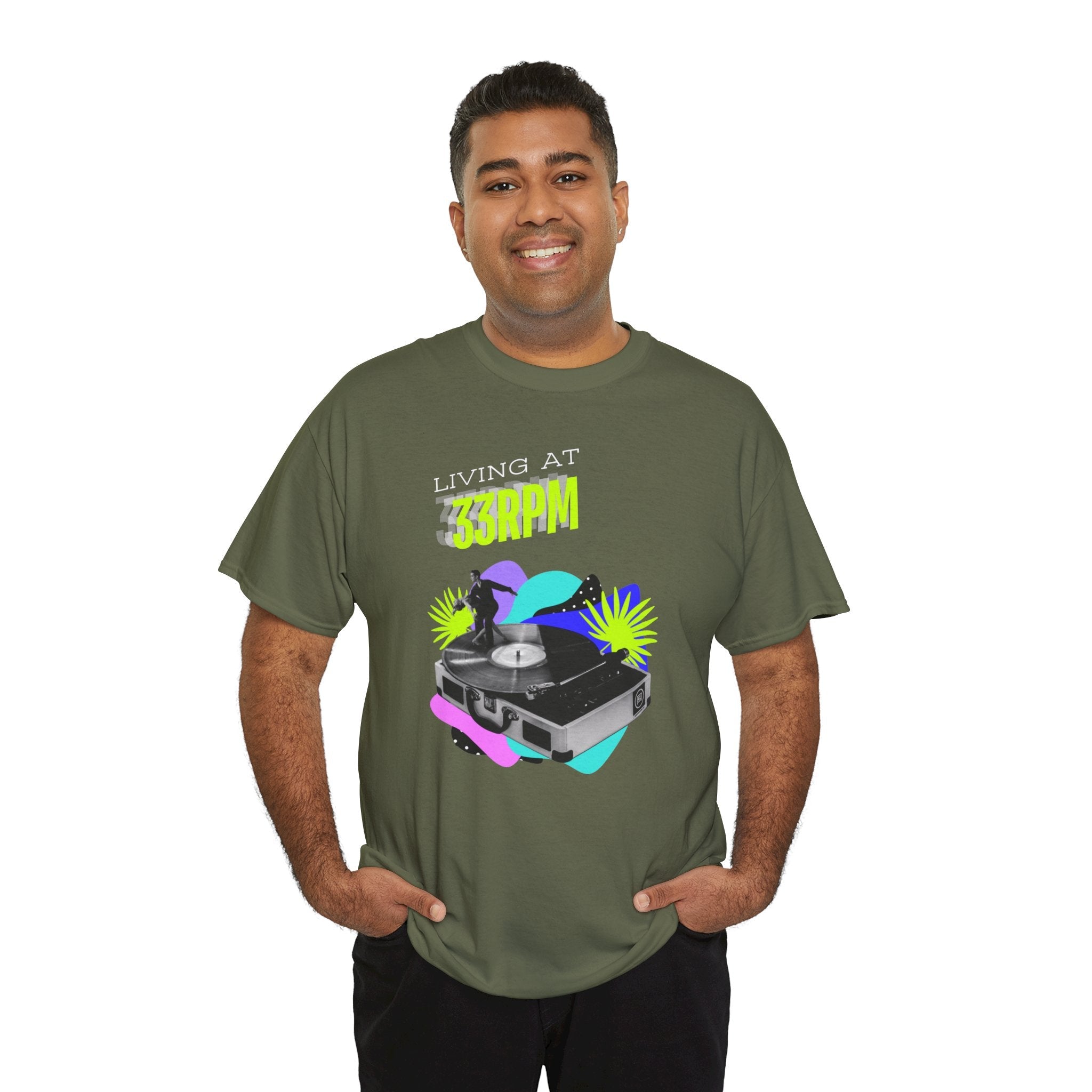 'Living at 33rpm' Flouro Men's T-Shirt