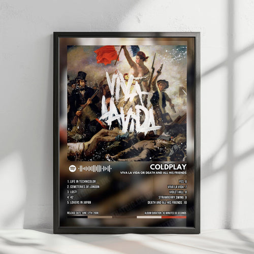 Coldplay "Viva La Vida Or Death And All His Friends" Album Cover Poster - with Complete Tracklist | Album Cover | Inspired Creative Gifts