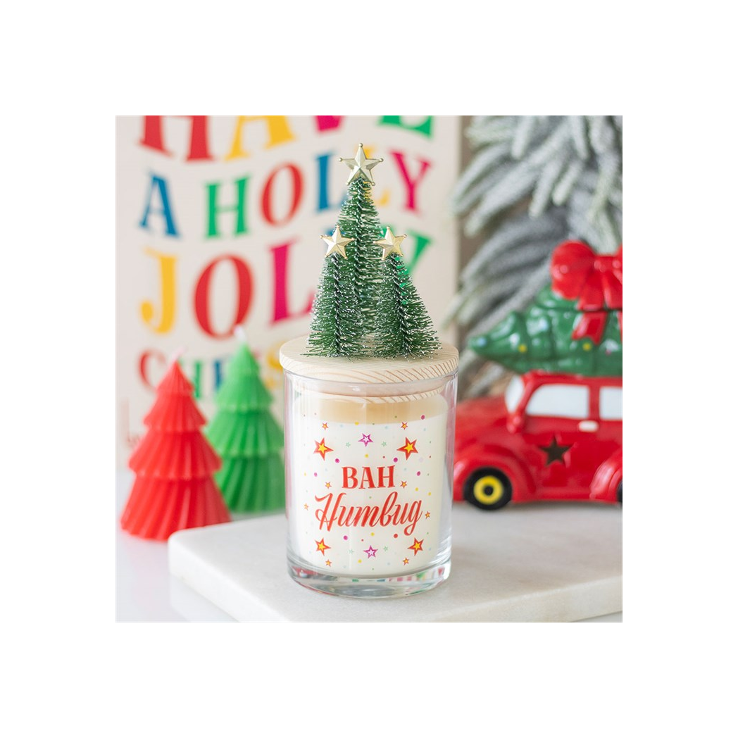 Bah Humbug Orange & Clove Glass Candle with Tree | Candles