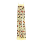 Set of 3 Cream Midnight Bloom Print Taper Candles