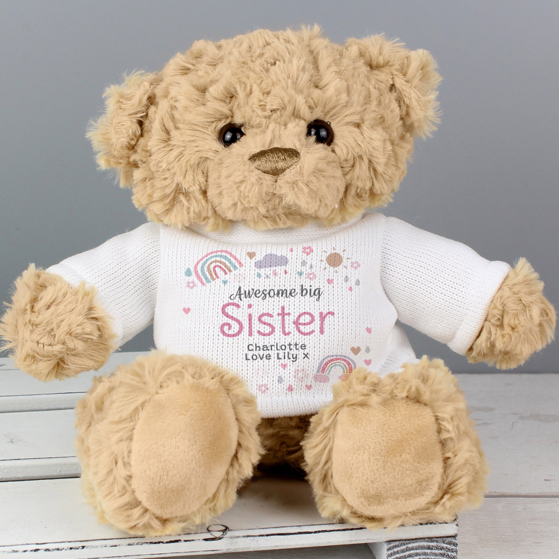 Personalised Rainbows & Sunshine Teddy Bear, ideal for Birthdays, Weddings, 18th or 21st Birthdays - Teddy Bear - Inspired Creative Gifts