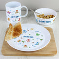 Personalised Dinosaur Plastic Breakfast Set | Mealtime Essentials