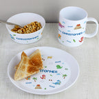 Personalised Dinosaur Plastic Breakfast Set | Mealtime Essentials