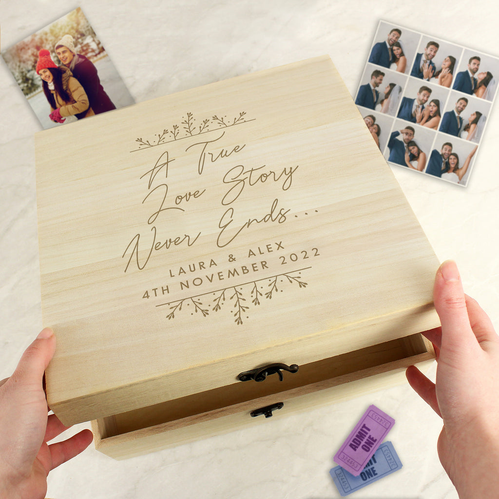 Personalised True Love Story Wooden Keepsake Box | Storage