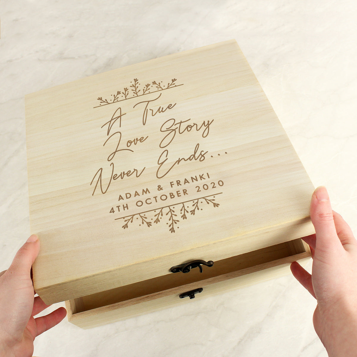 Personalised True Love Story Wooden Keepsake Box | Storage