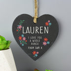 Personalised I Love You A Whole Bunch Hanging Slate Heart | Hanging Decorations & Signs